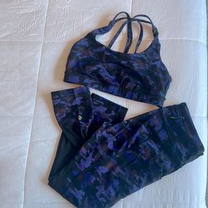 Lululemon legging and bra set. Gently used condition. Tags are cut off